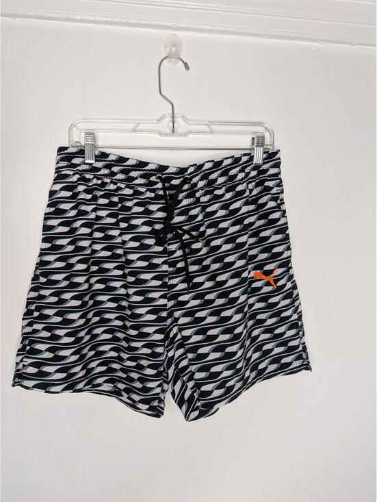 Puma Other - Puma Swim Shorts Mens Large Black Wave Stripe Elastic Waist Lined Trunks Pockets
